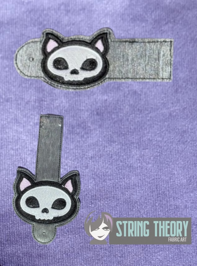 Chibi Skeleton Cat ITH wallet tab machine embroidery design