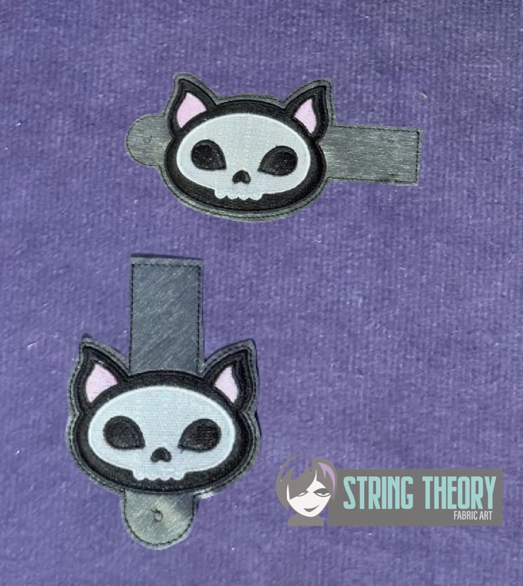Chibi Skeleton Cat ITH wallet tab machine embroidery design