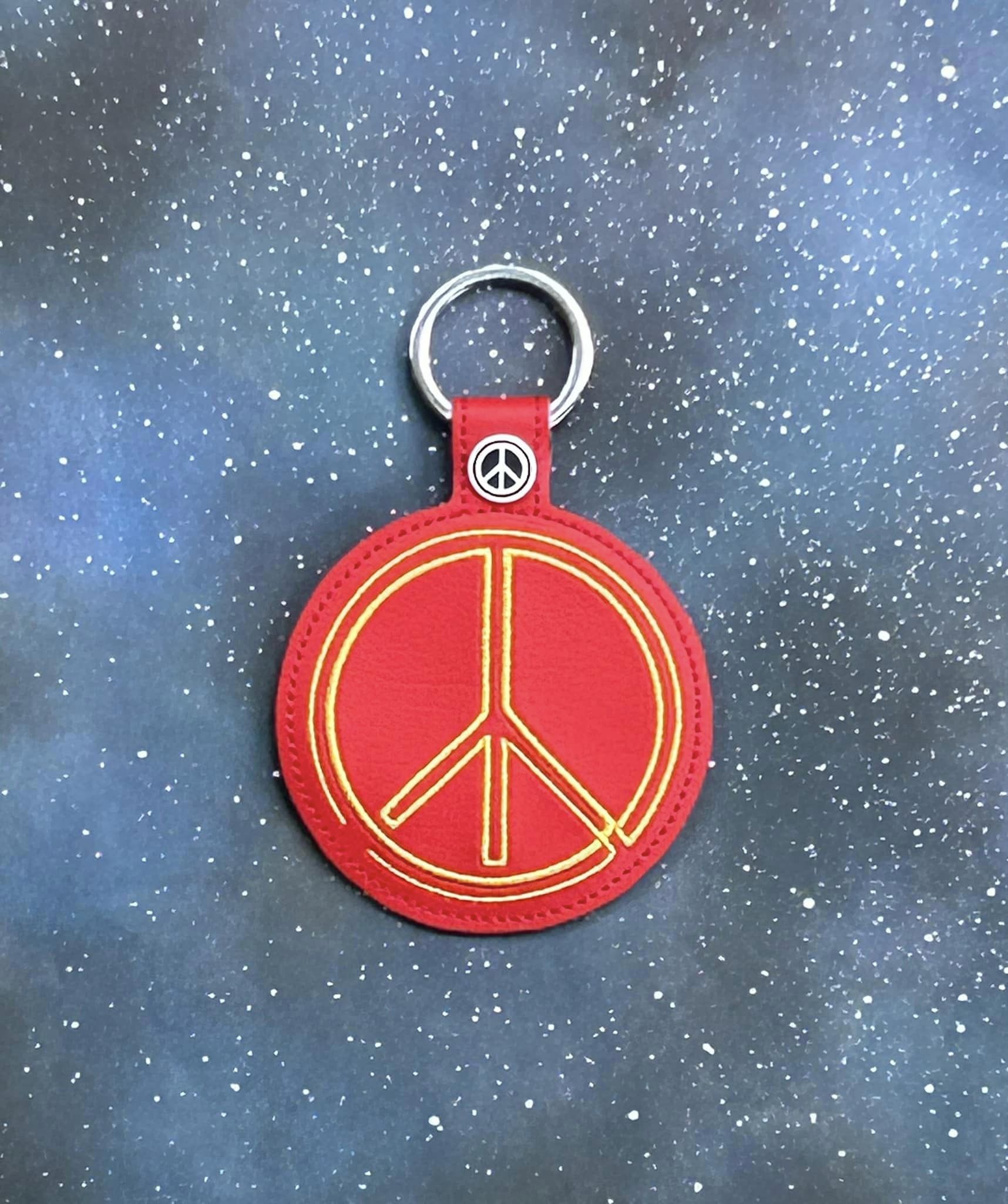 Continuous Line Peace Symbol ITH fob machine embroidery design