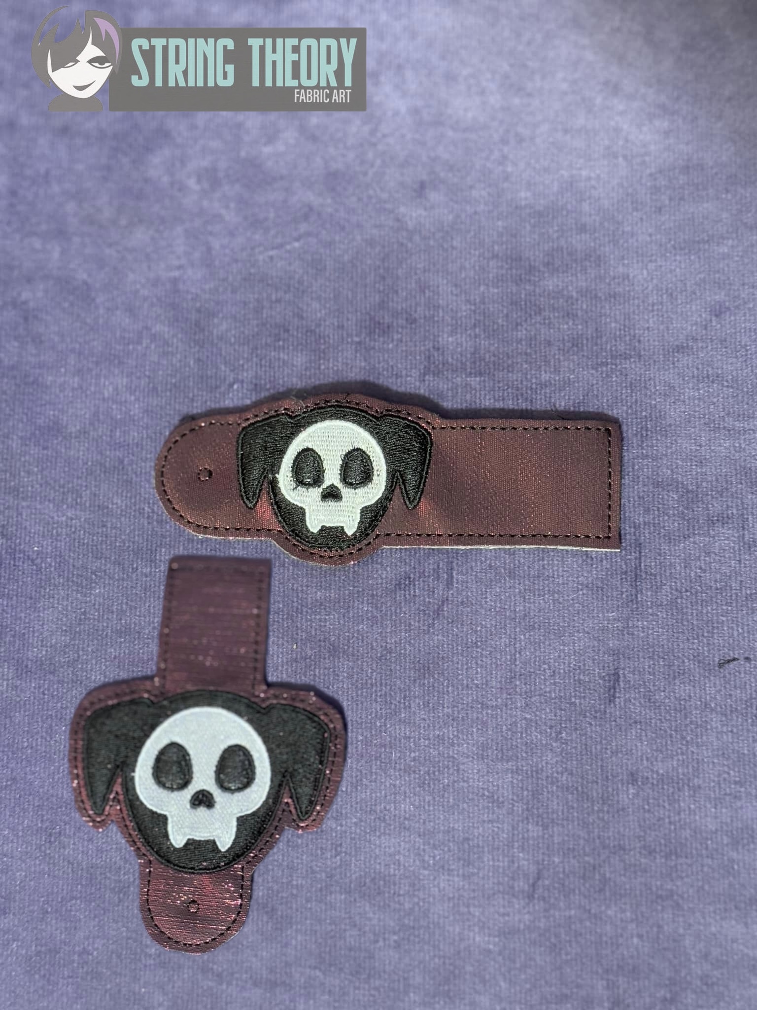Chibi Skeleton Dog ITH wallet tab machine embroidery design