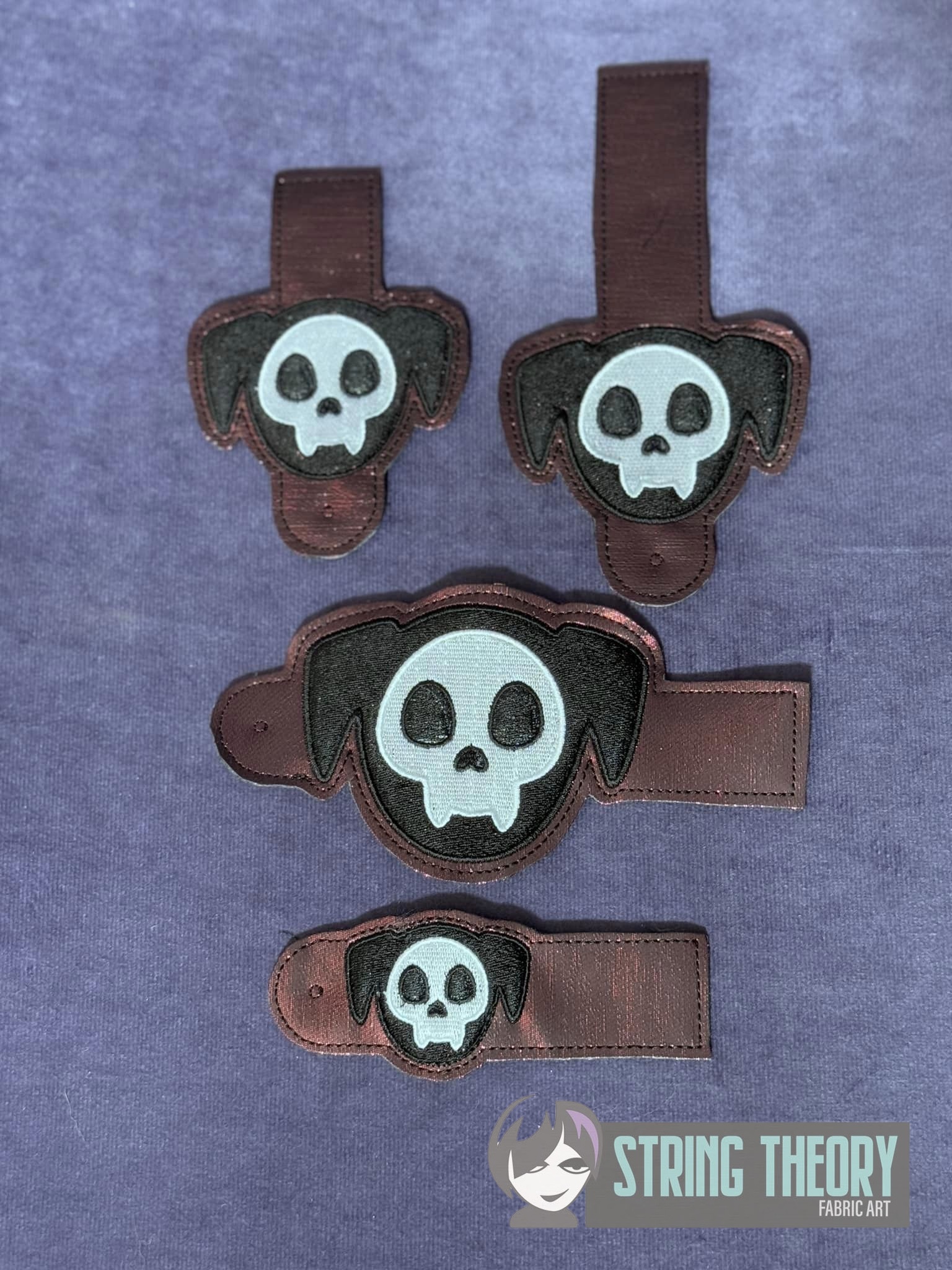 Chibi Skeleton Dog ITH wallet tab machine embroidery design