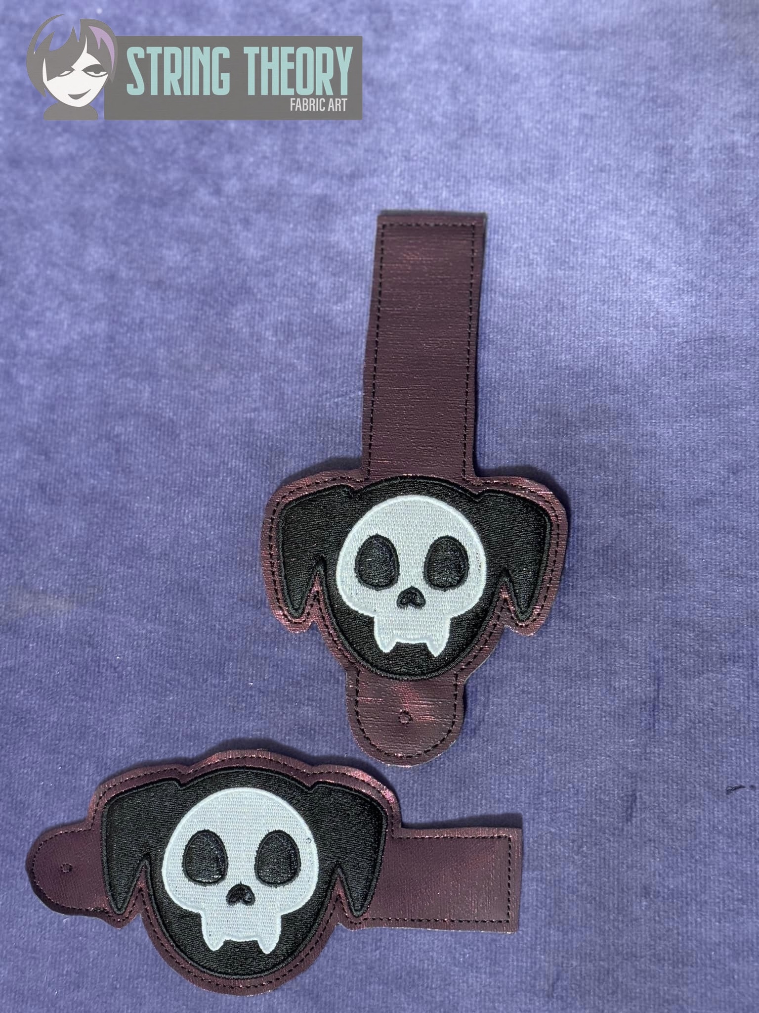 Chibi Skeleton Dog ITH wallet tab machine embroidery design