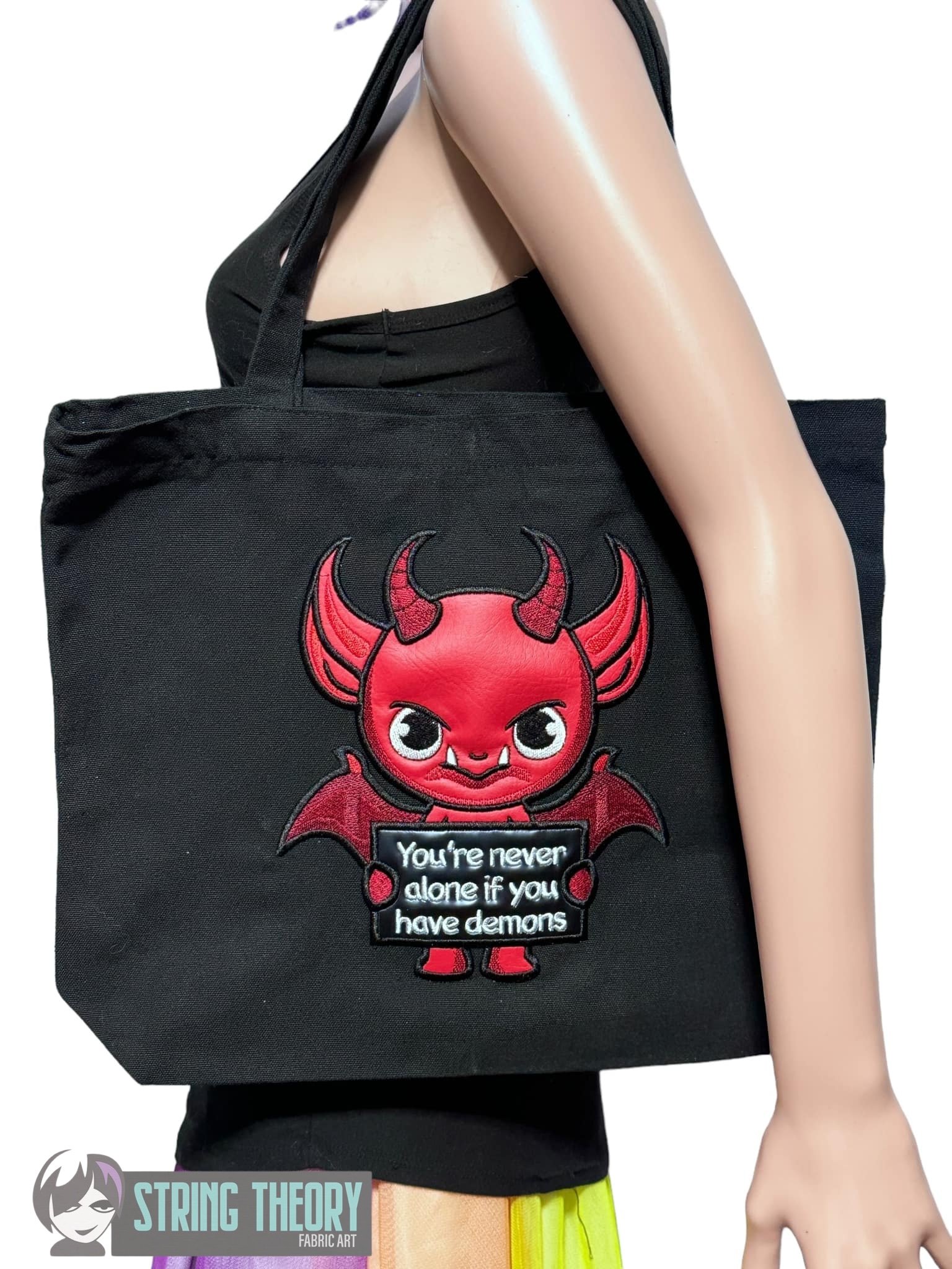 You're never alone if you have demons machine embroidery design