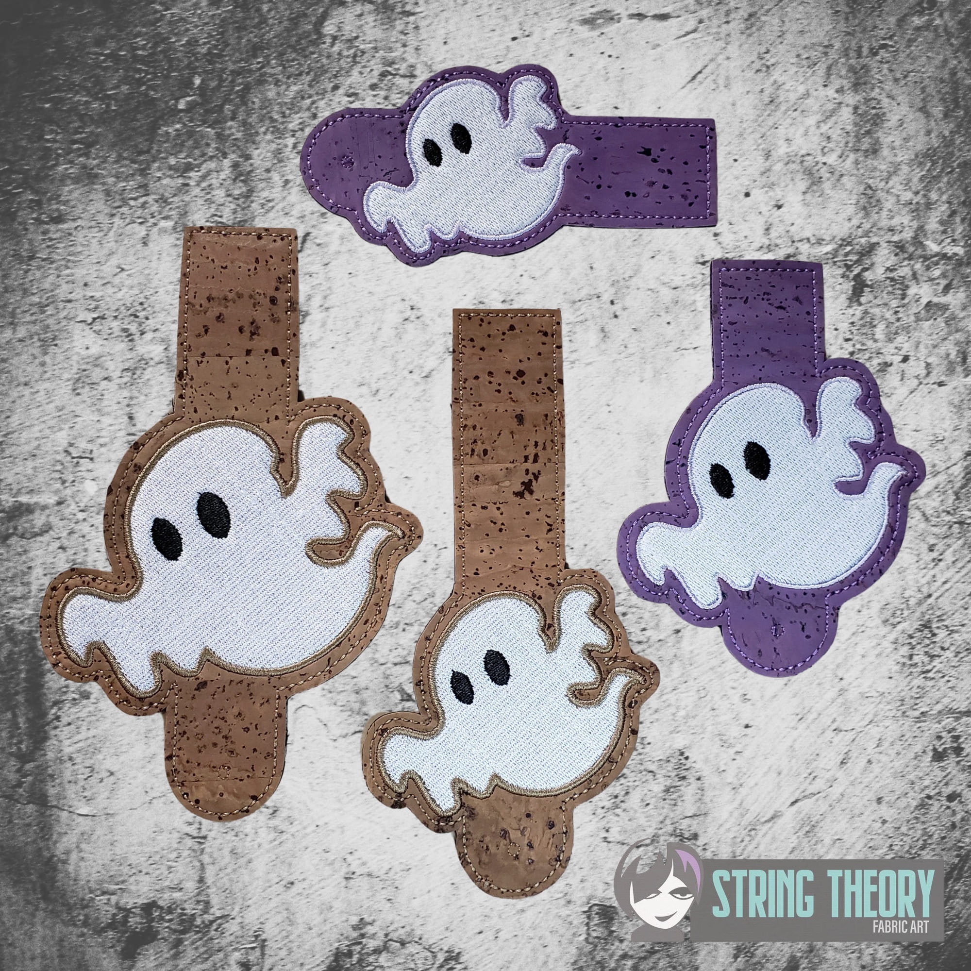 Chibi Ghost ITH wallet tab machine embroidery design