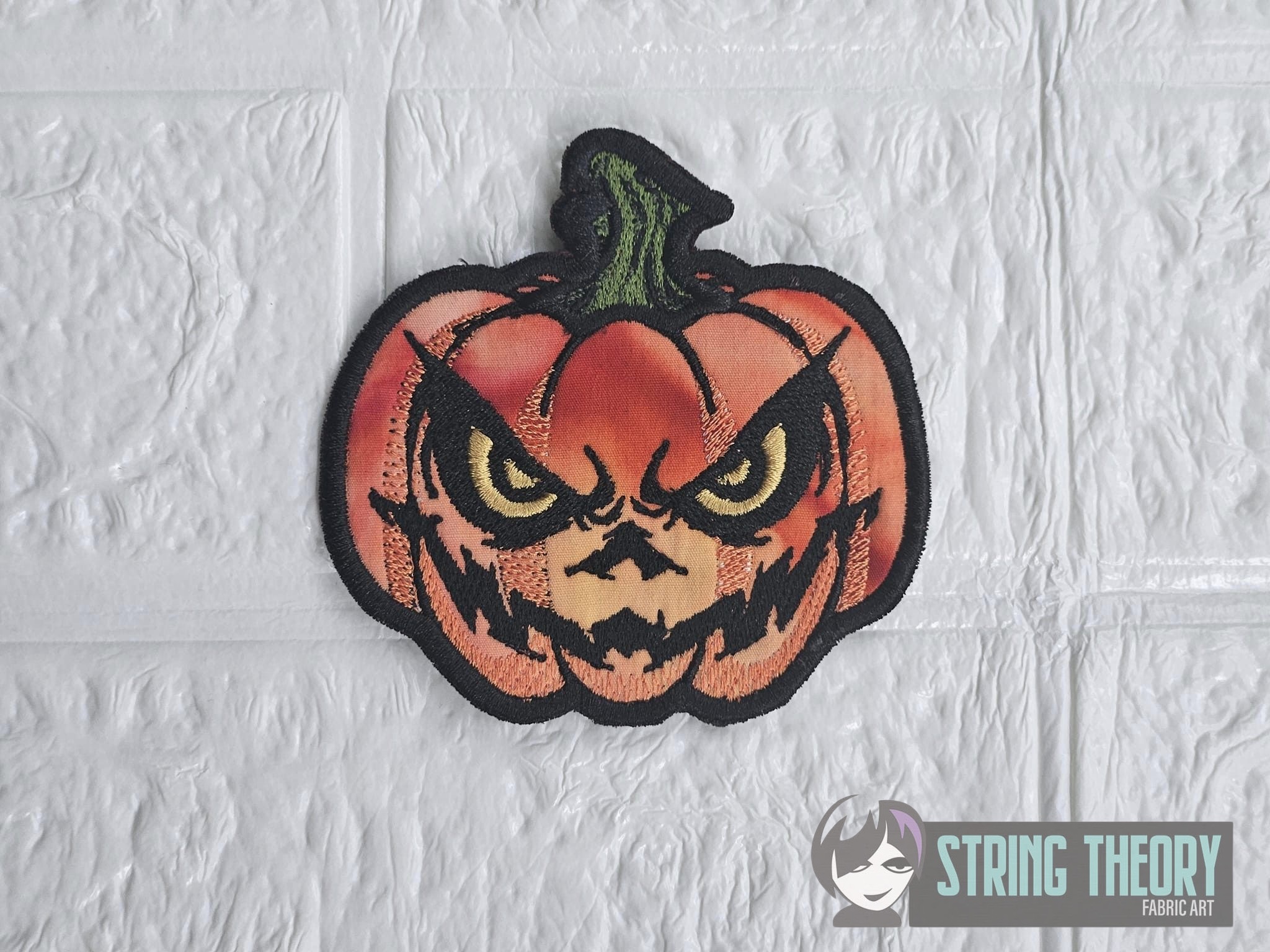 Chibi Evil Pumpkin ITH patch machine embroidery design