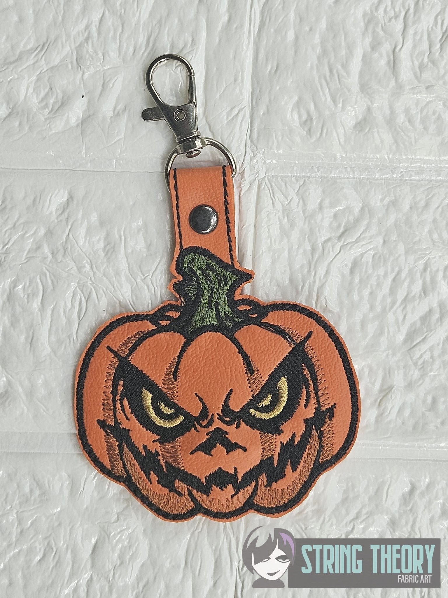 Chibi Evil Pumpkin ITH fob machine embroidery design