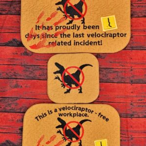 Velociraptor Free Workplace ITH mug rug machine embroidery design
