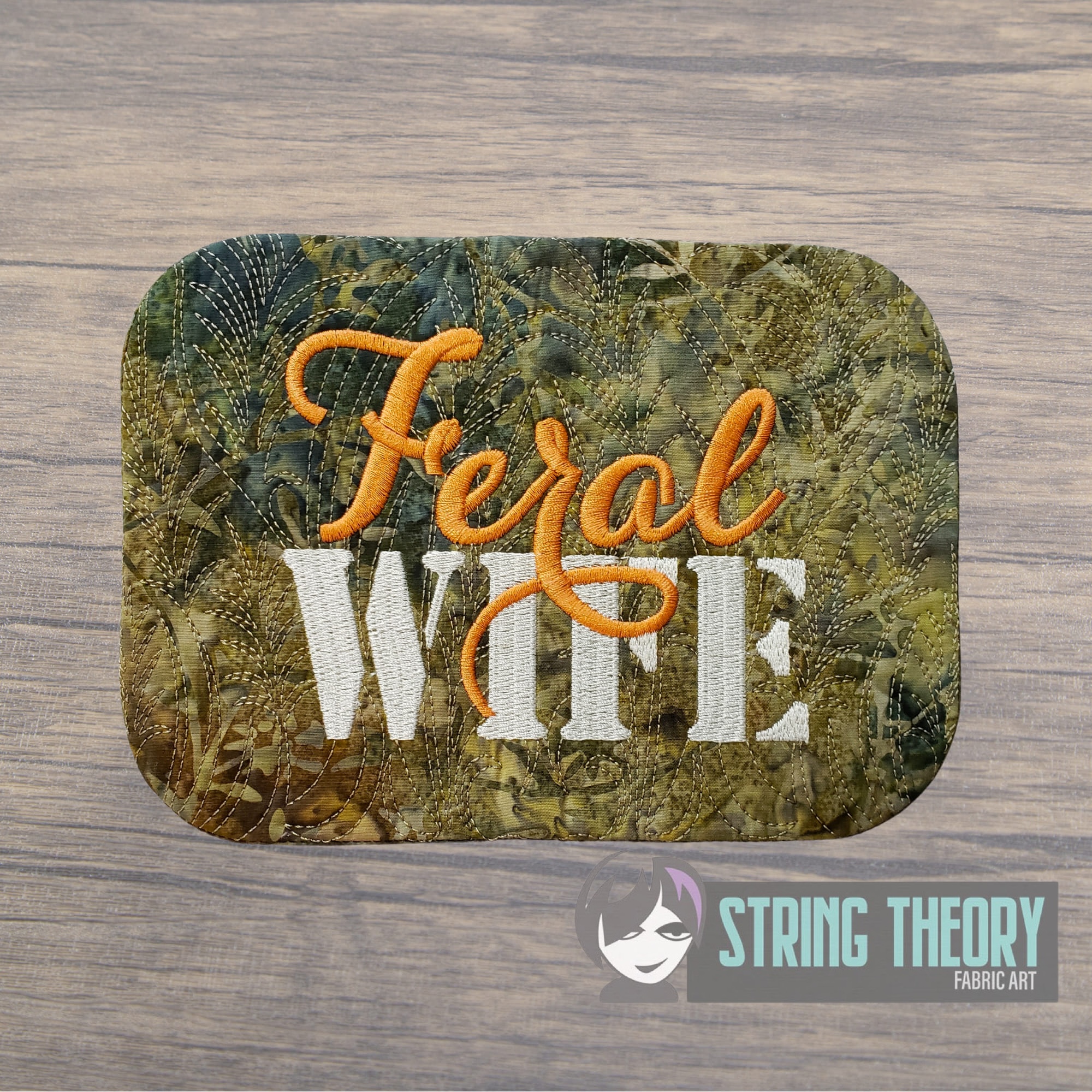 Feral Wife ITH mug rug machine embroidery design