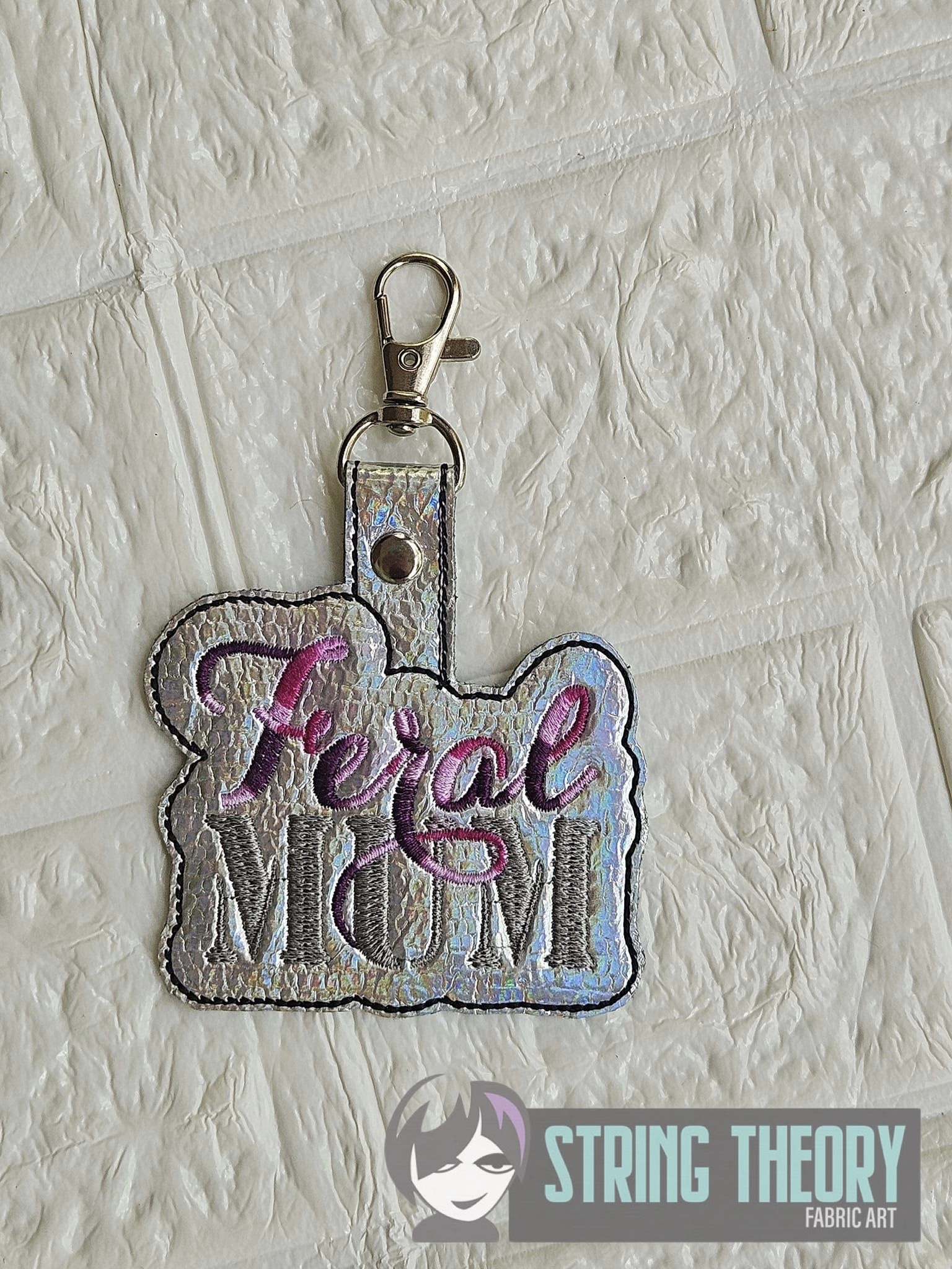 Feral Mum ITH fob machine embroidery design