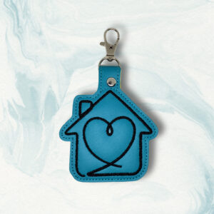 Continuous Line Heart House ITH fob machine embroidery design