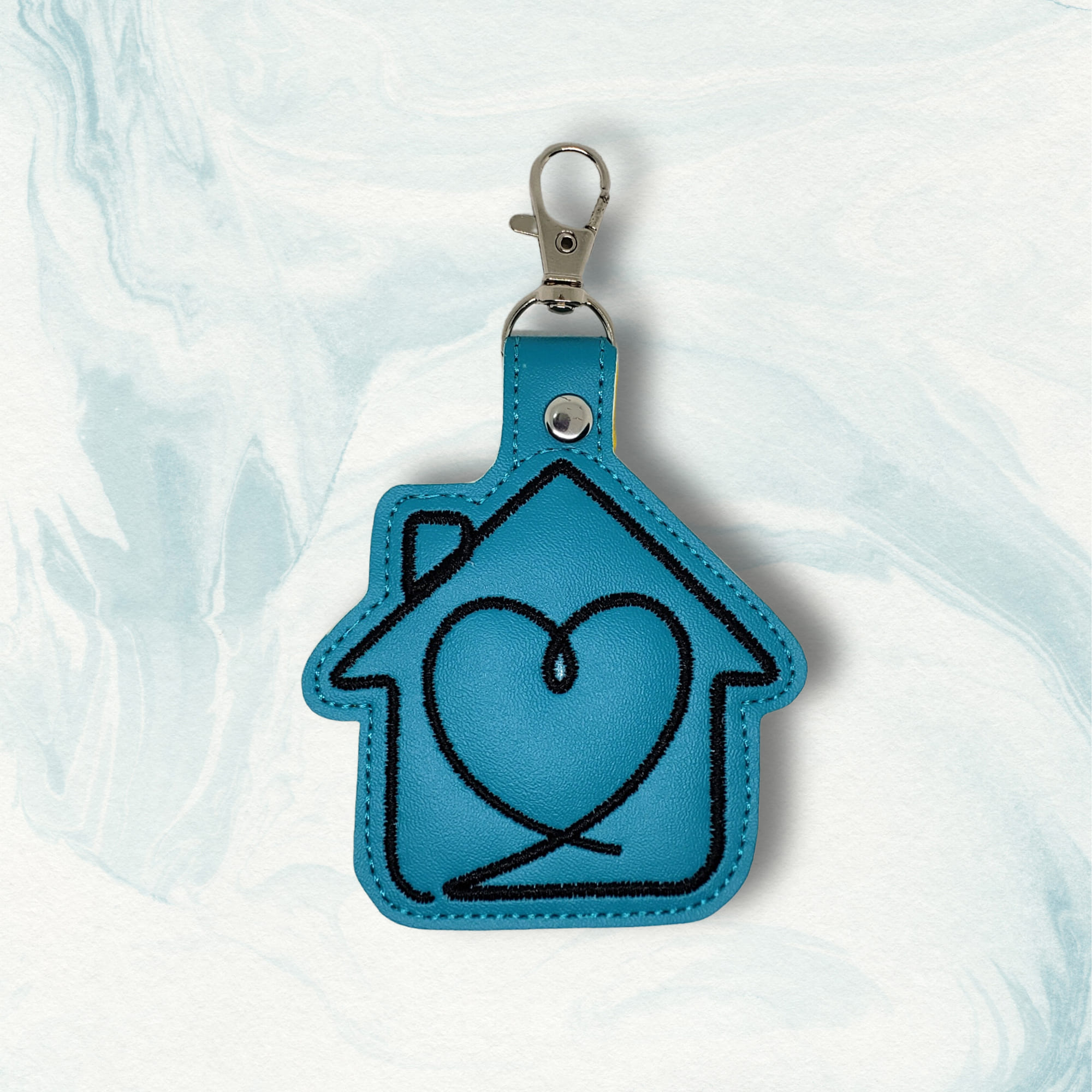 Continuous Line Heart House ITH fob machine embroidery design