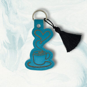 Continuous Line Love Coffee ITH fob machine embroidery design