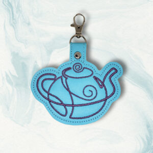Continuous Line Teapot ITH fob machine embroidery design