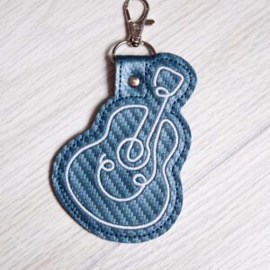 Continuous Line Guitar ITH fob machine embroidery design