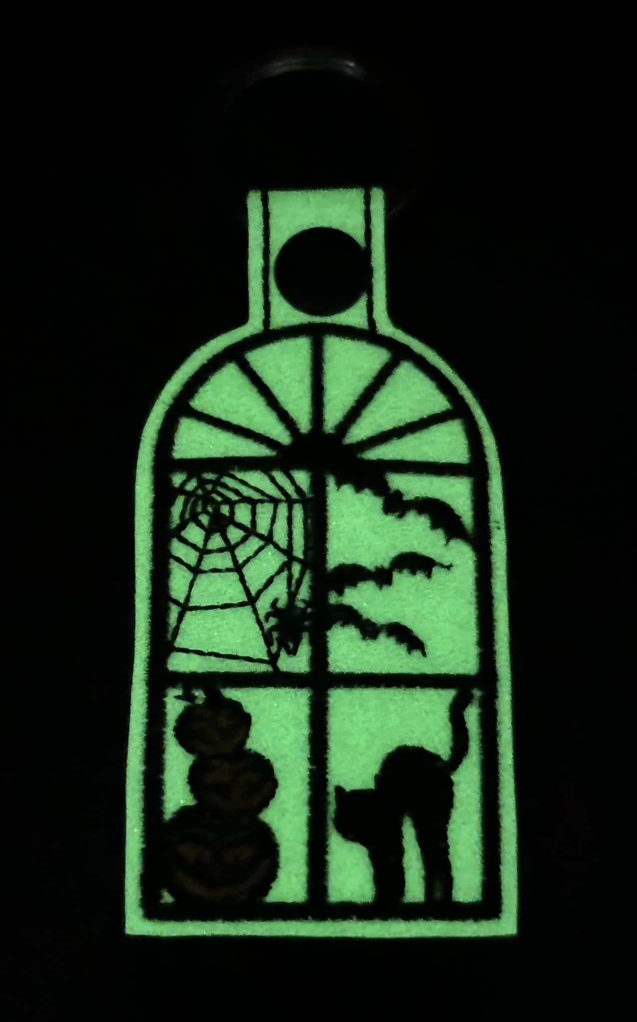 Haunted Window Pumpkin Cat ITH fob machine embroidery design