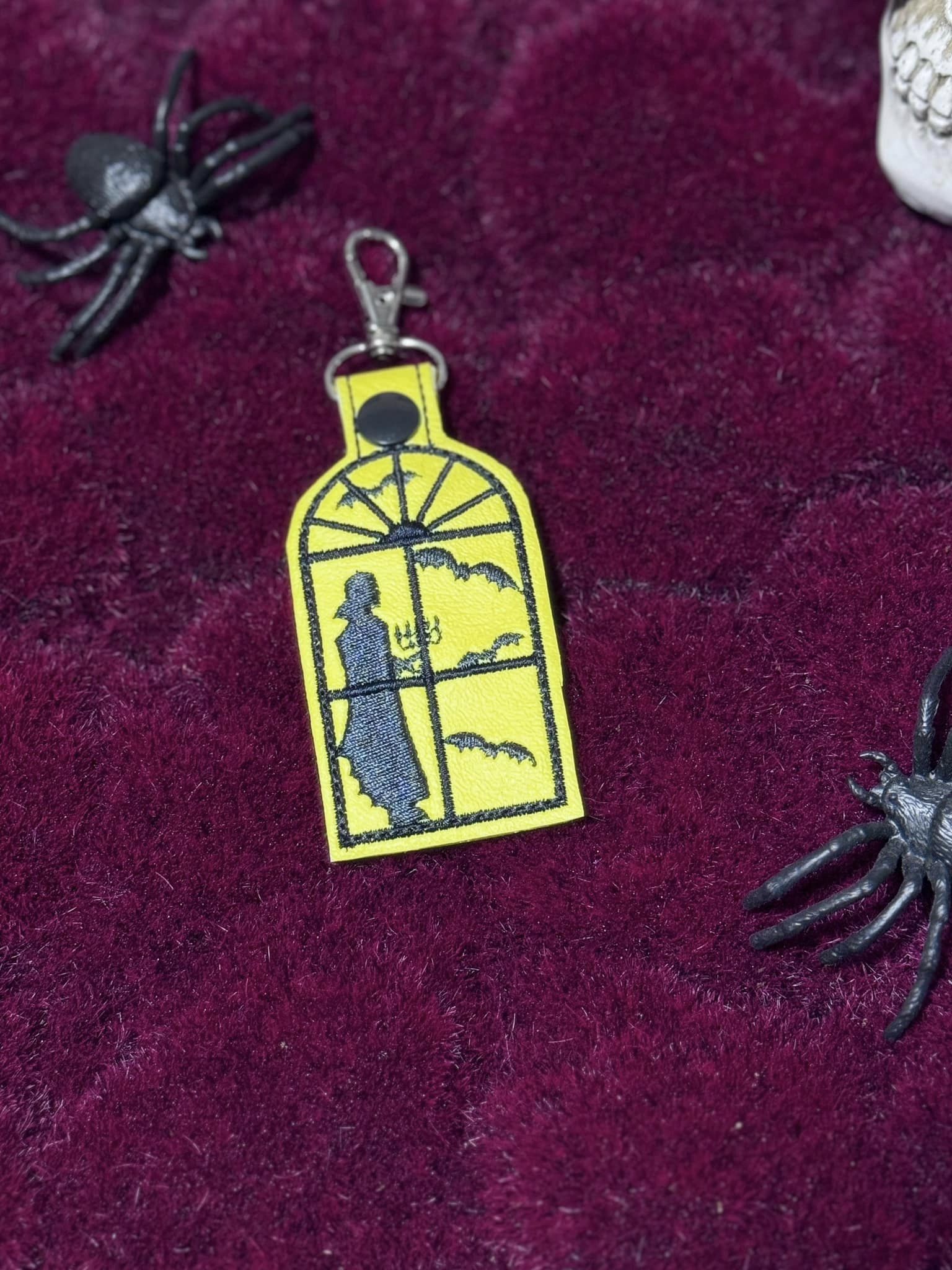 Haunted Window Dracula ITH fob machine embroidery design