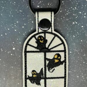 Haunted Window Ghosts ITH fob machine embroidery design