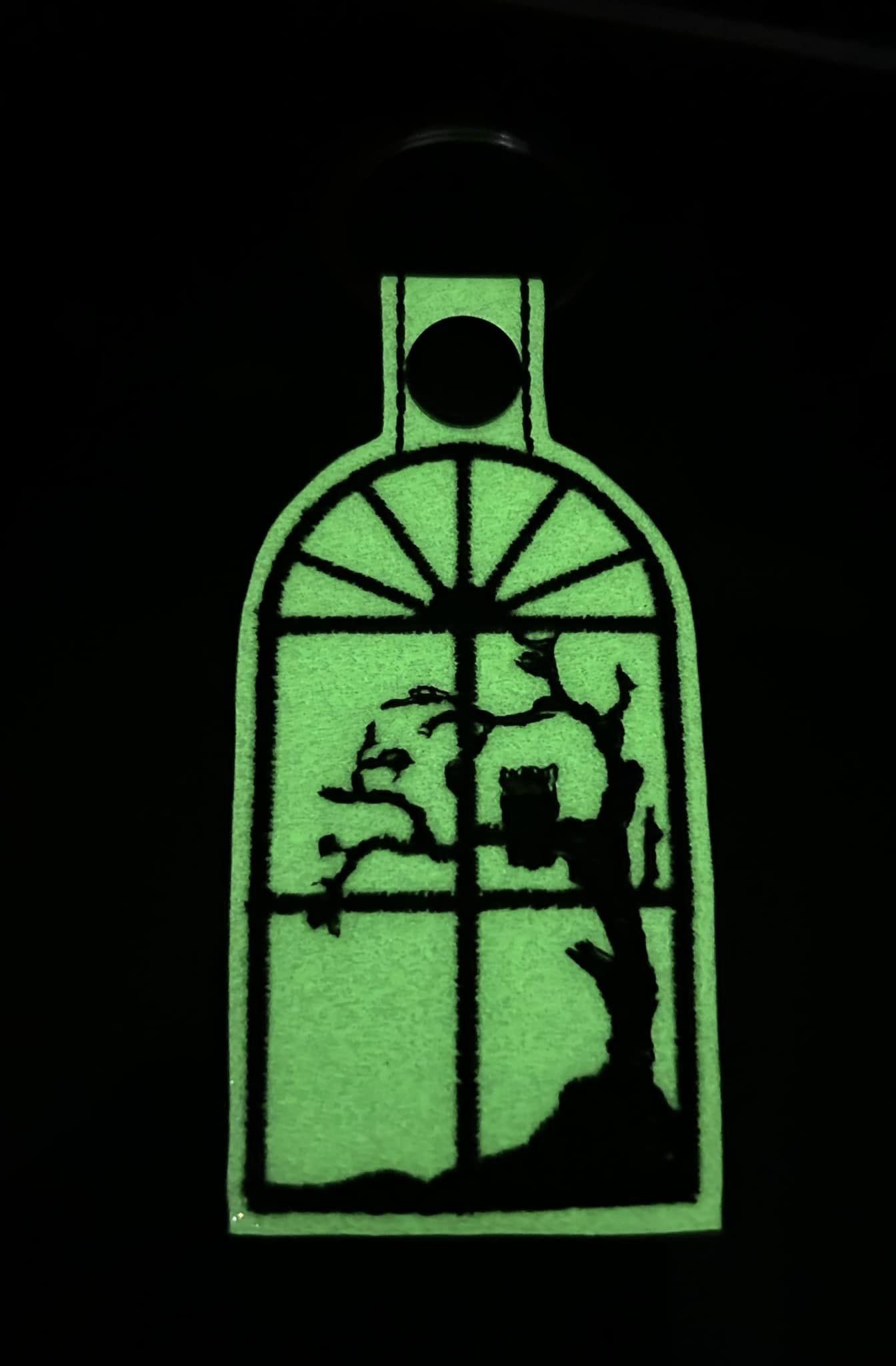 Haunted Window Owl ITH fob machine embroidery design