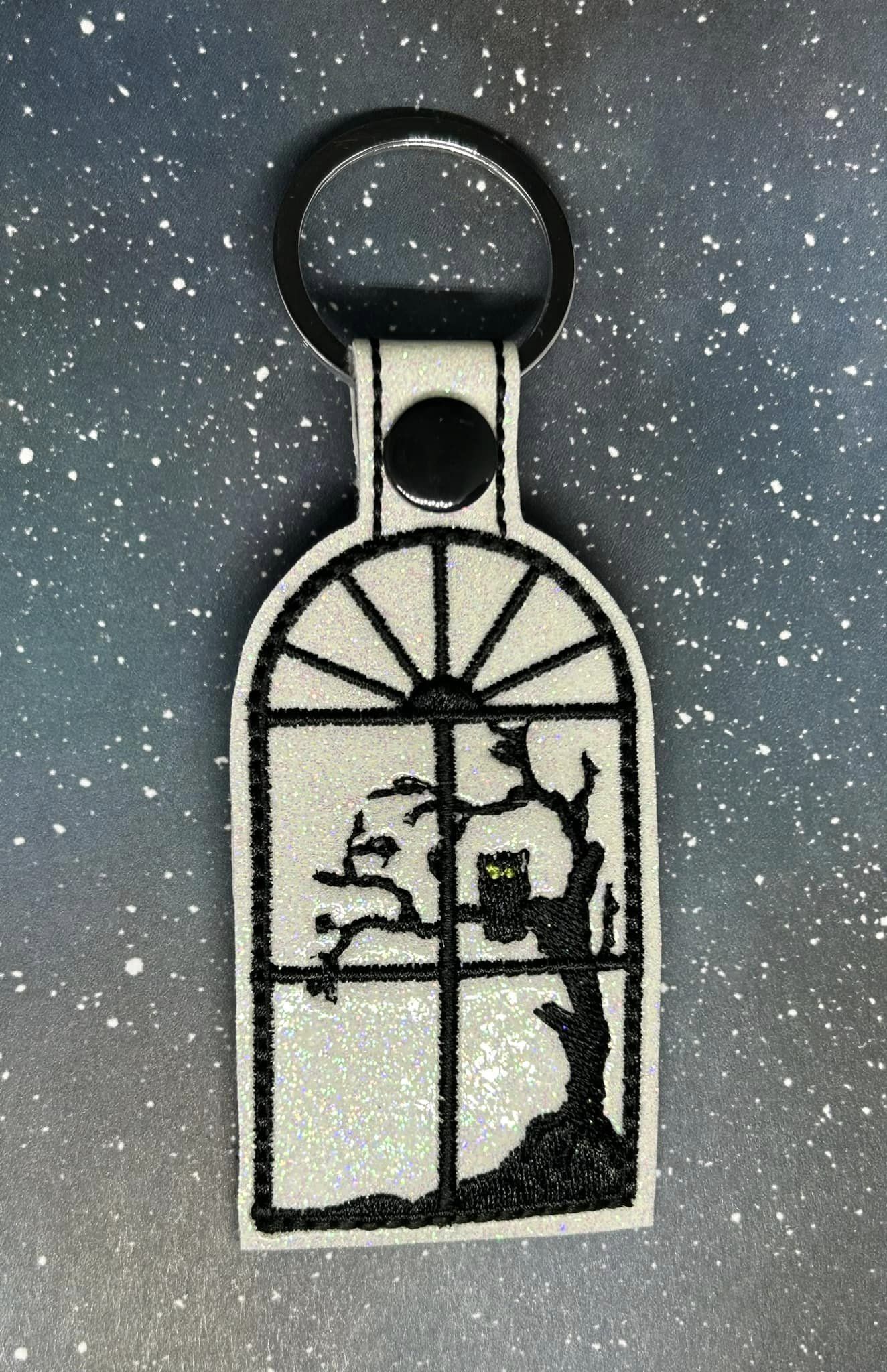 Haunted Window Owl ITH fob machine embroidery design