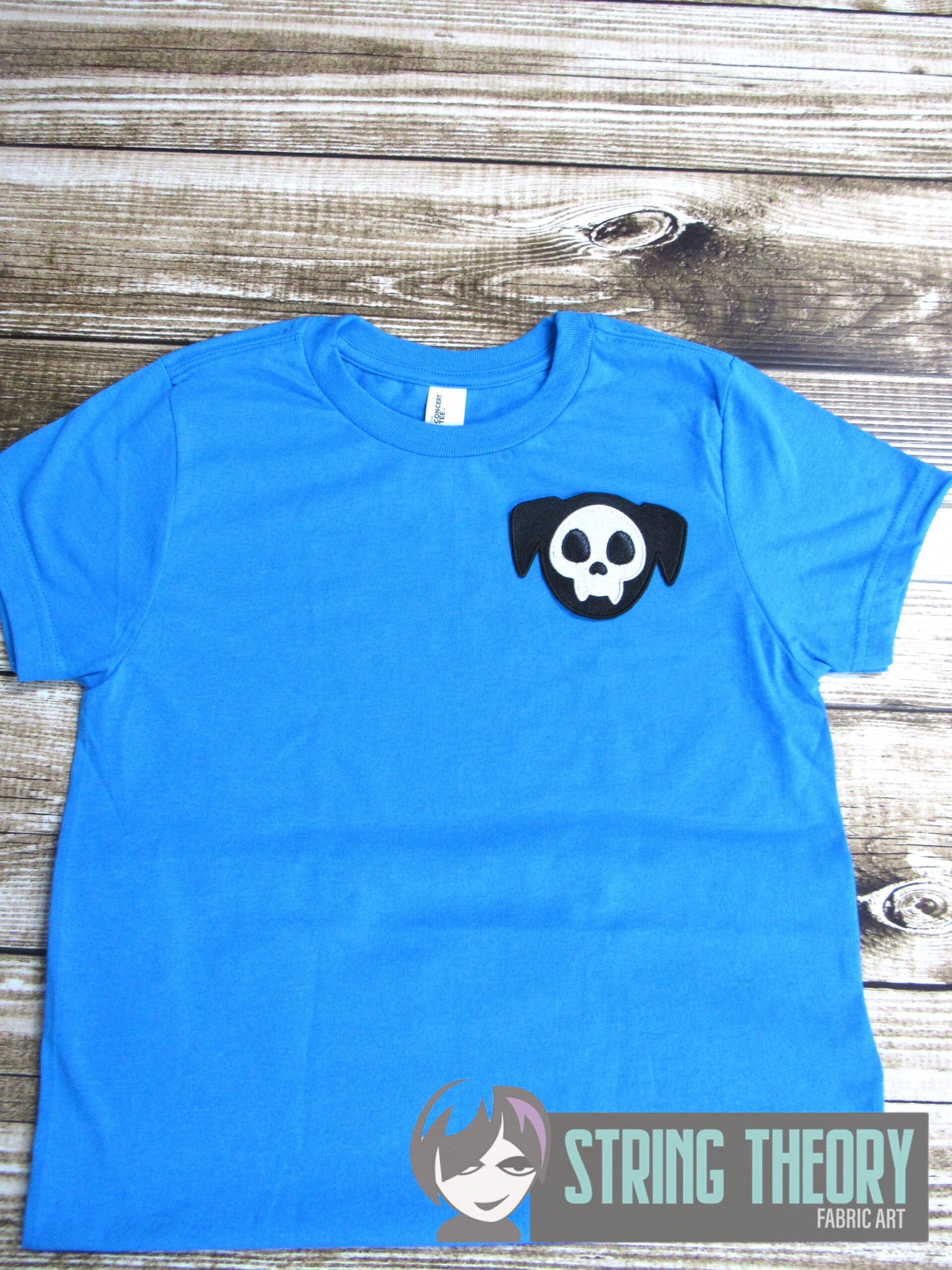Chibi Skeleton Dog Face machine embroidery design