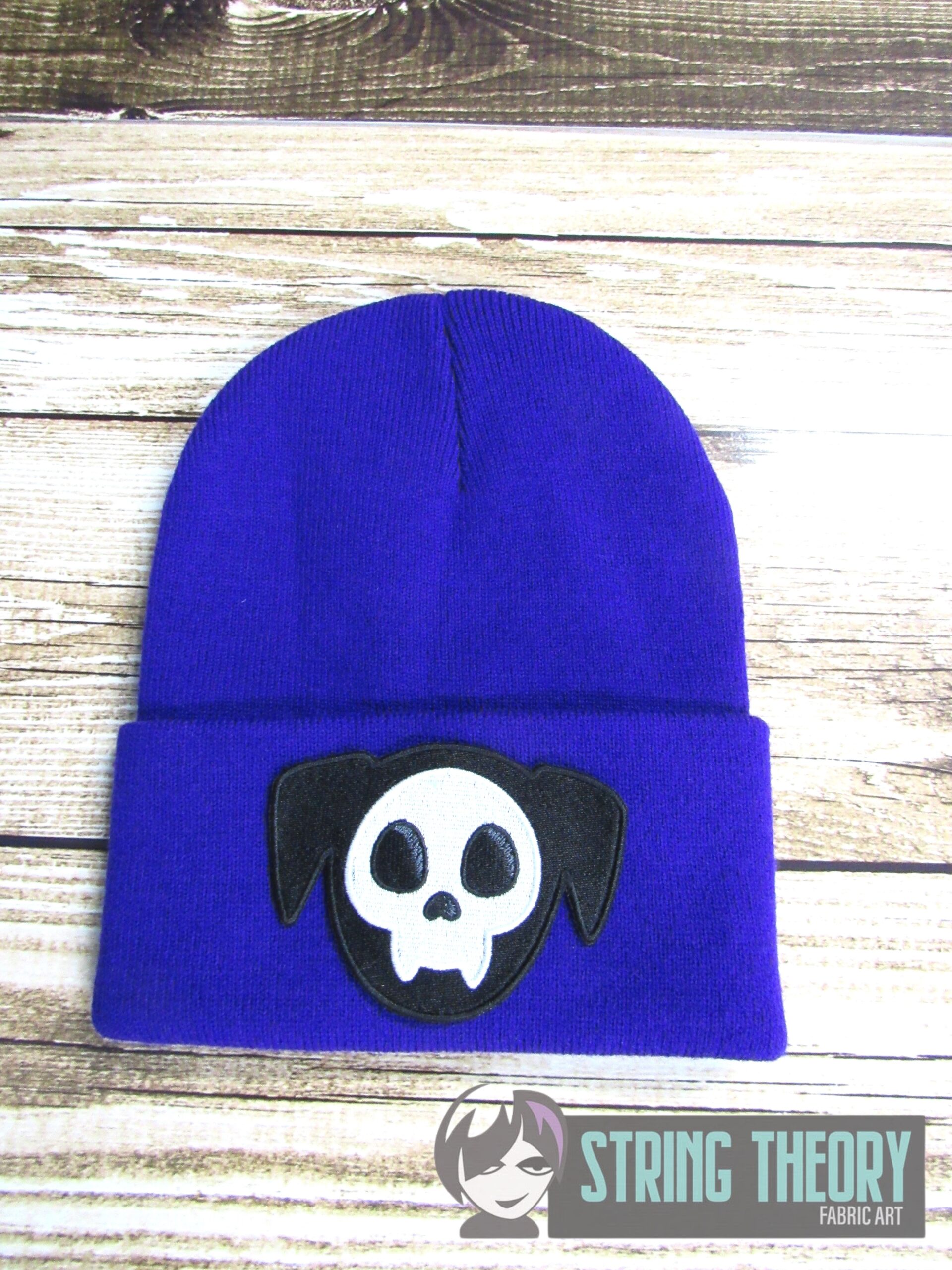 Chibi Skeleton Dog Face machine embroidery design