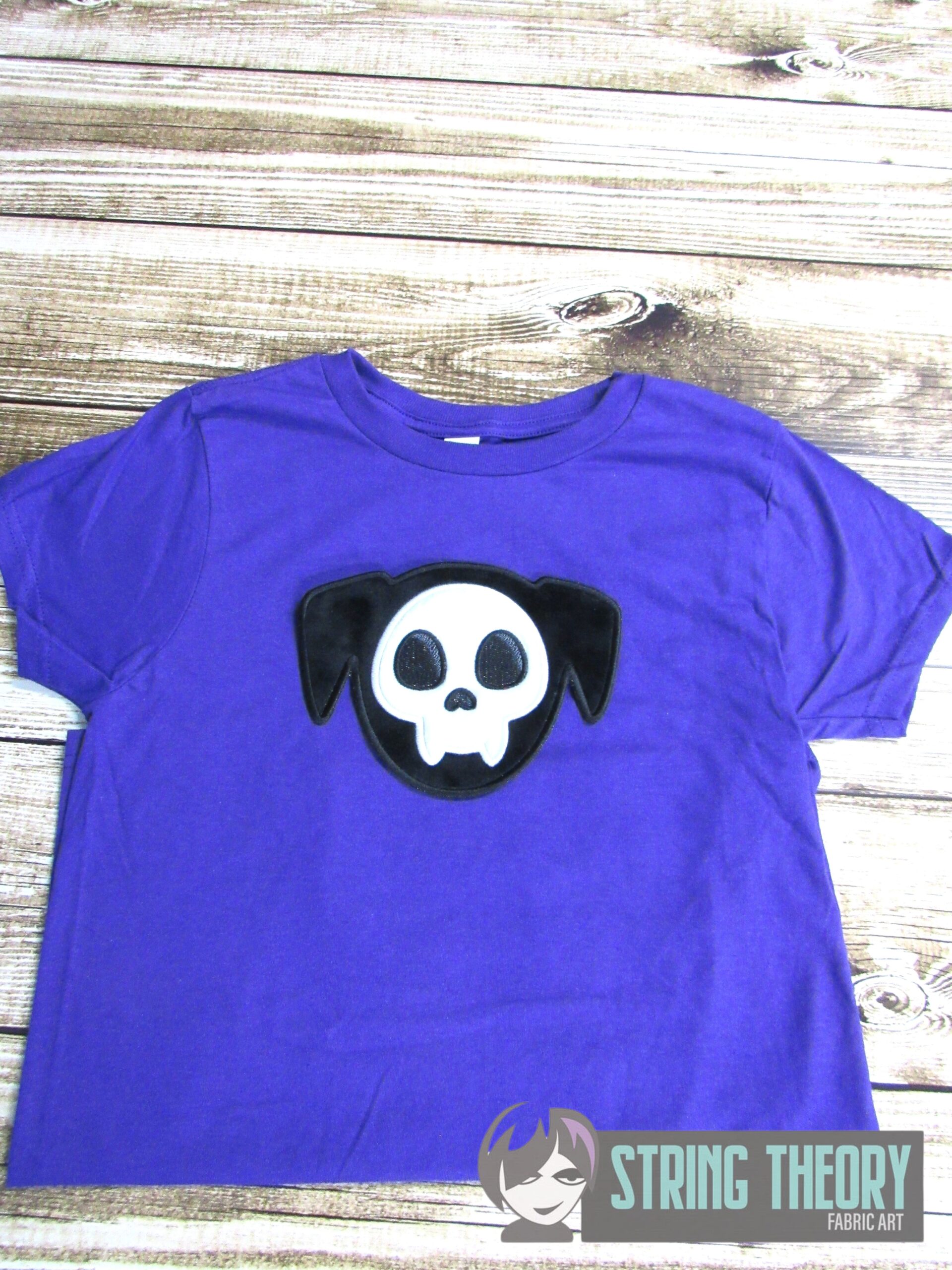 Chibi Skeleton Dog Face machine embroidery design