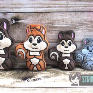Chibi Squirrel ITH stuffie machine embroidery design