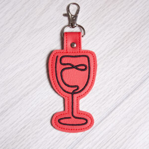 Continuous Line Wine Glass ITH fob machine embroidery design