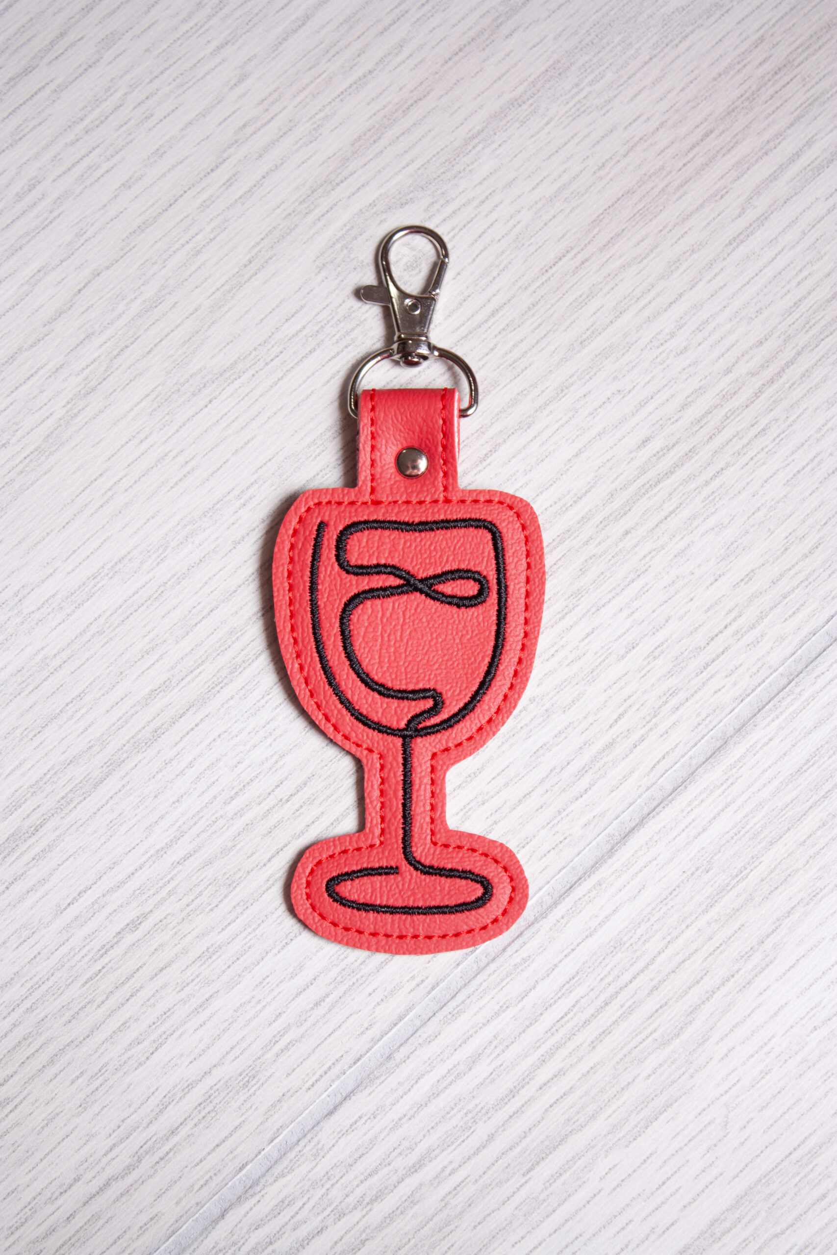 Continuous Line Wine Glass ITH fob machine embroidery design