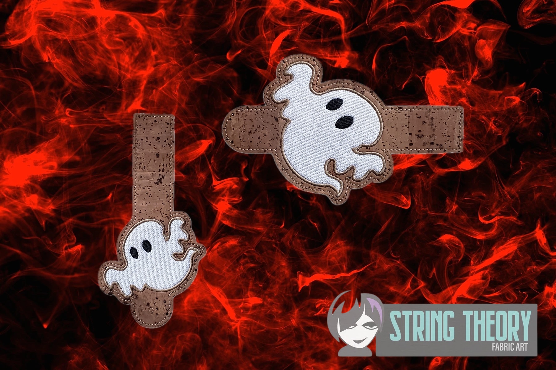 Chibi Ghost ITH wallet tab machine embroidery design