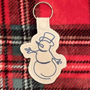 Continuous Line Snowman ITH fob machine embroidery design