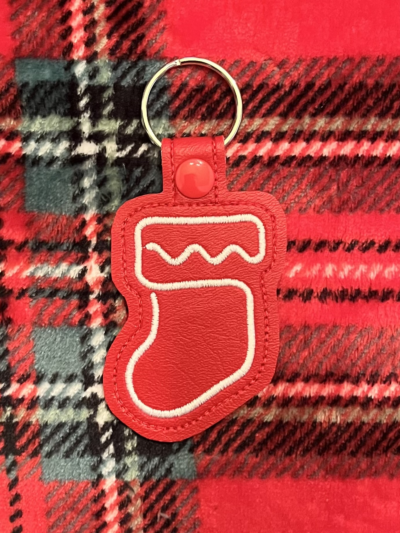 Continuous Line Christmas Stocking ITH fob machine embroidery design
