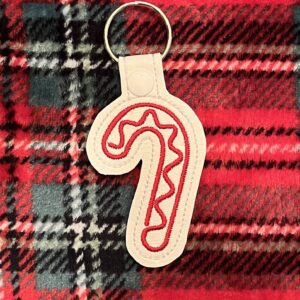 Continuous Line Candy Cane ITH fob machine embroidery design