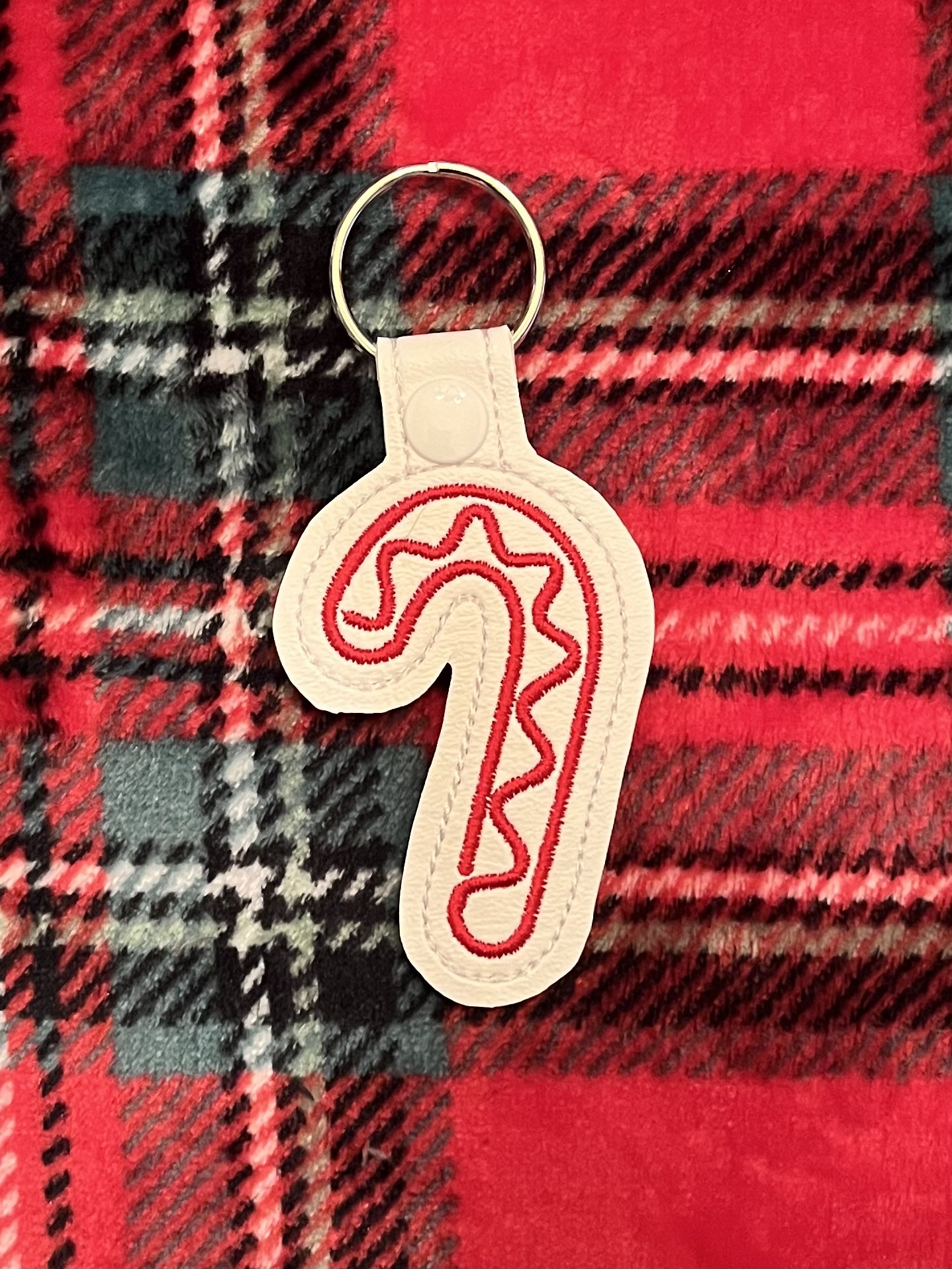 Continuous Line Candy Cane ITH fob machine embroidery design