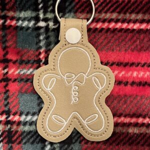 Continuous Line Gingerbread ITH fob machine embroidery design