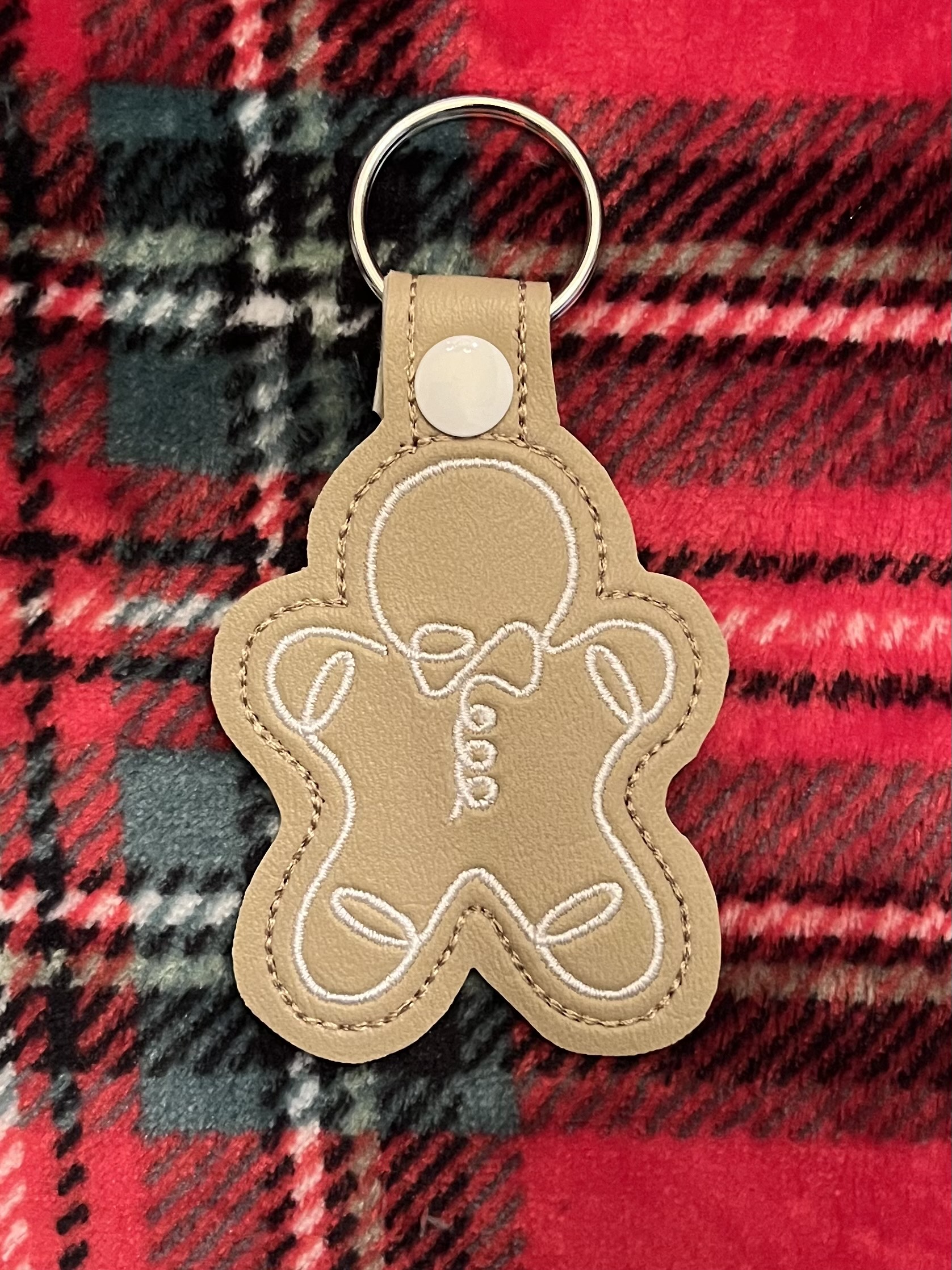 Continuous Line Gingerbread ITH fob machine embroidery design