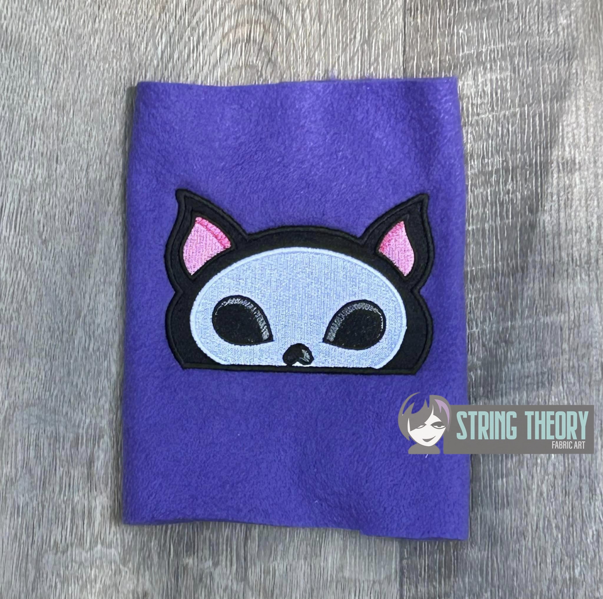 Chibi Skeleton Cat peeker machine embroidery design