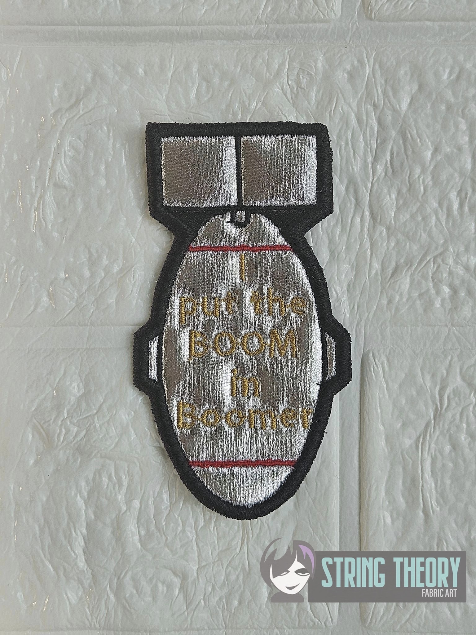 Put the Boom in Boomer ITH patch machine embroidery design