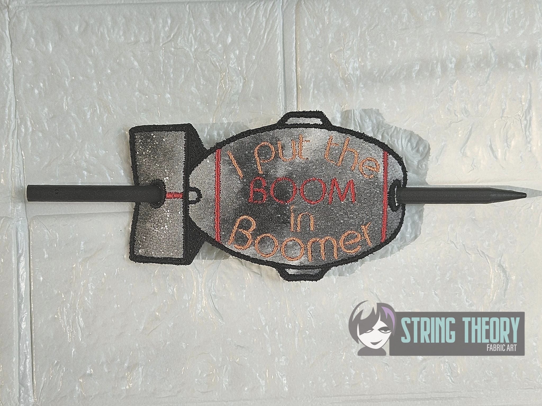 Put the Boom in Boomer ITH bun cover machine embroidery design