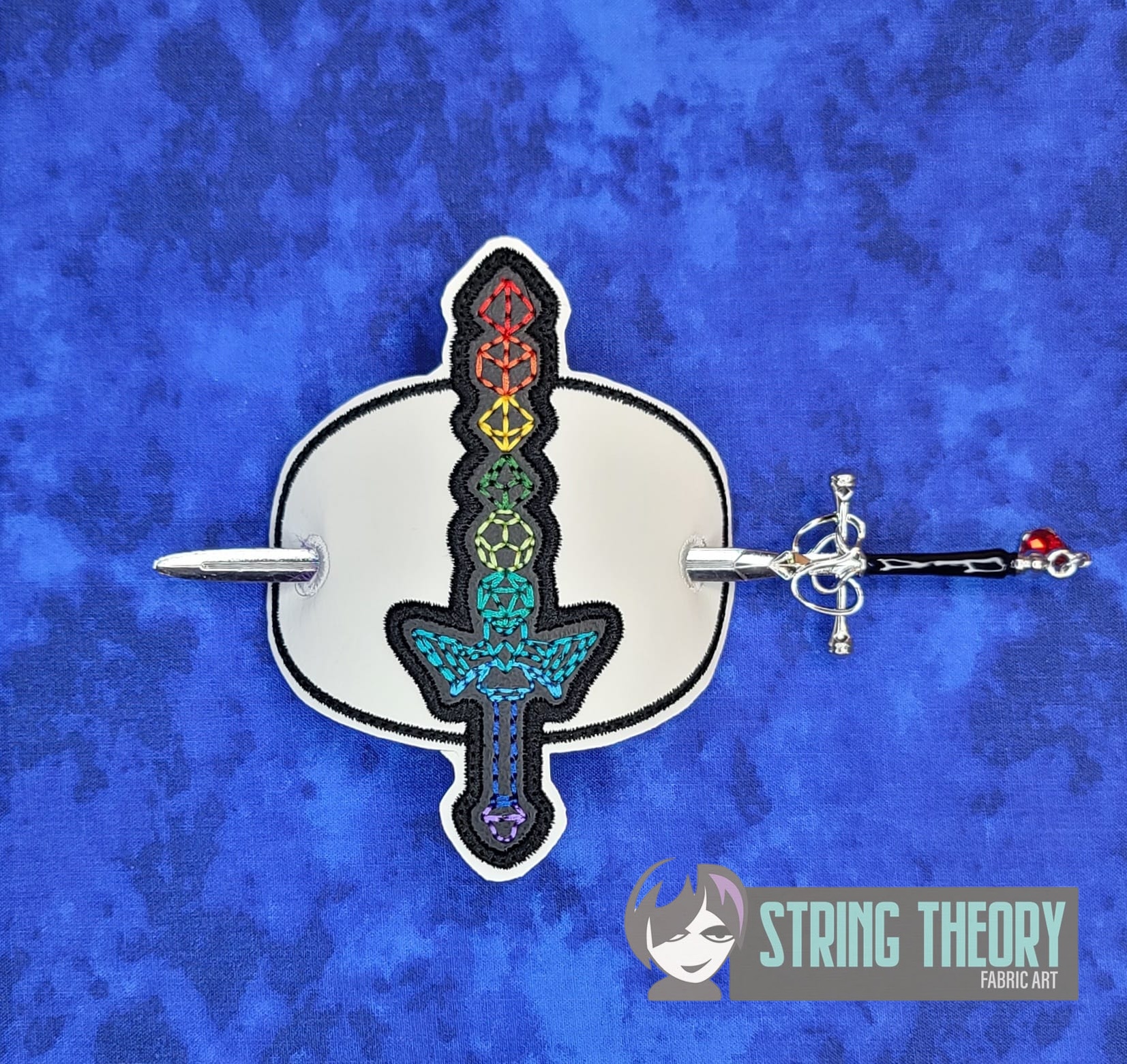 Dice Sword ITH bun cover machine embroidery design
