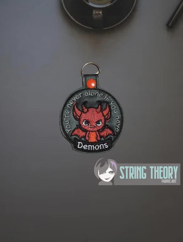Youre Never Alone with Demons ITH fob machine embroidery design