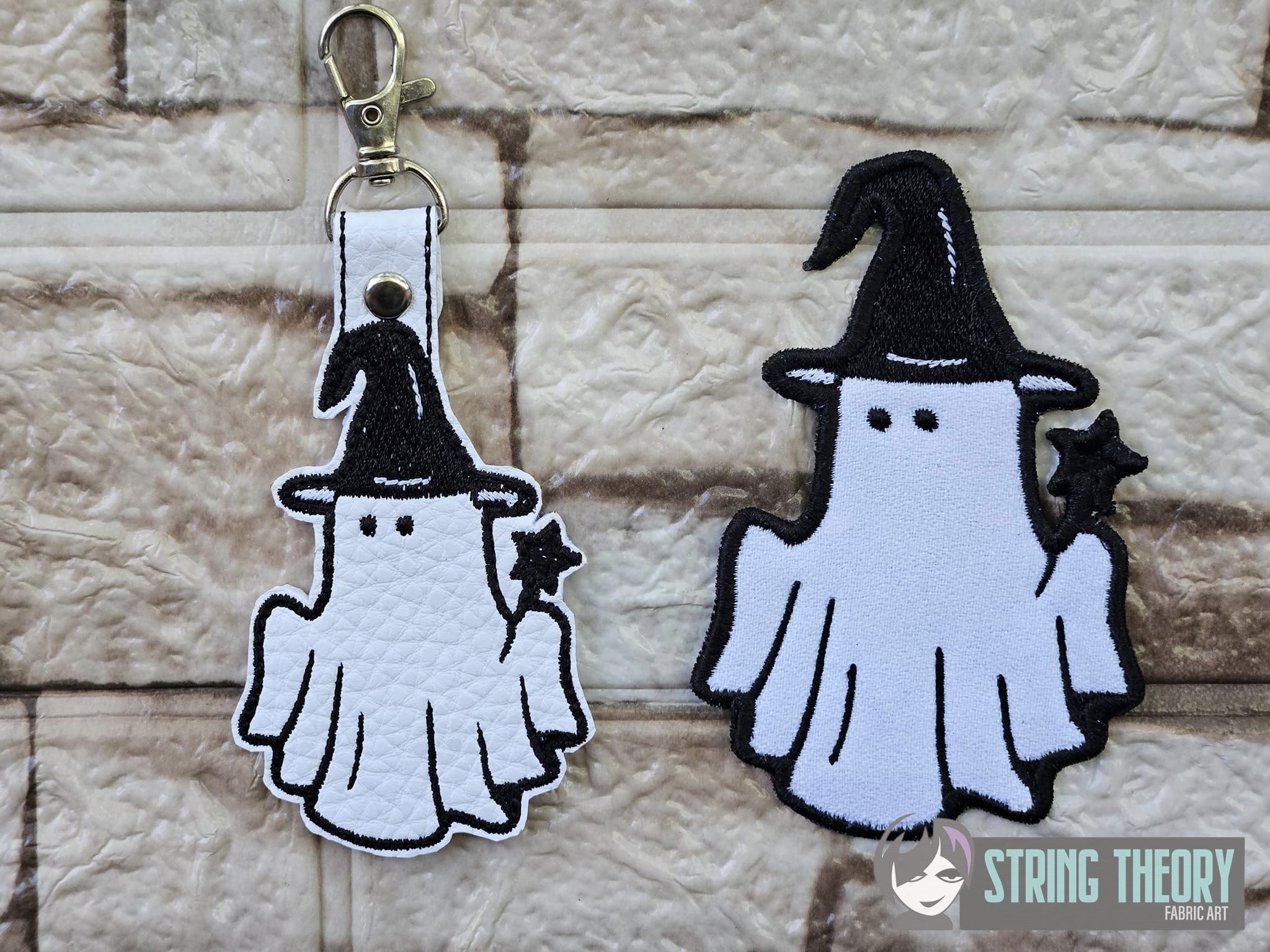 Witch Ghost ITH patch fob machine embroidery design