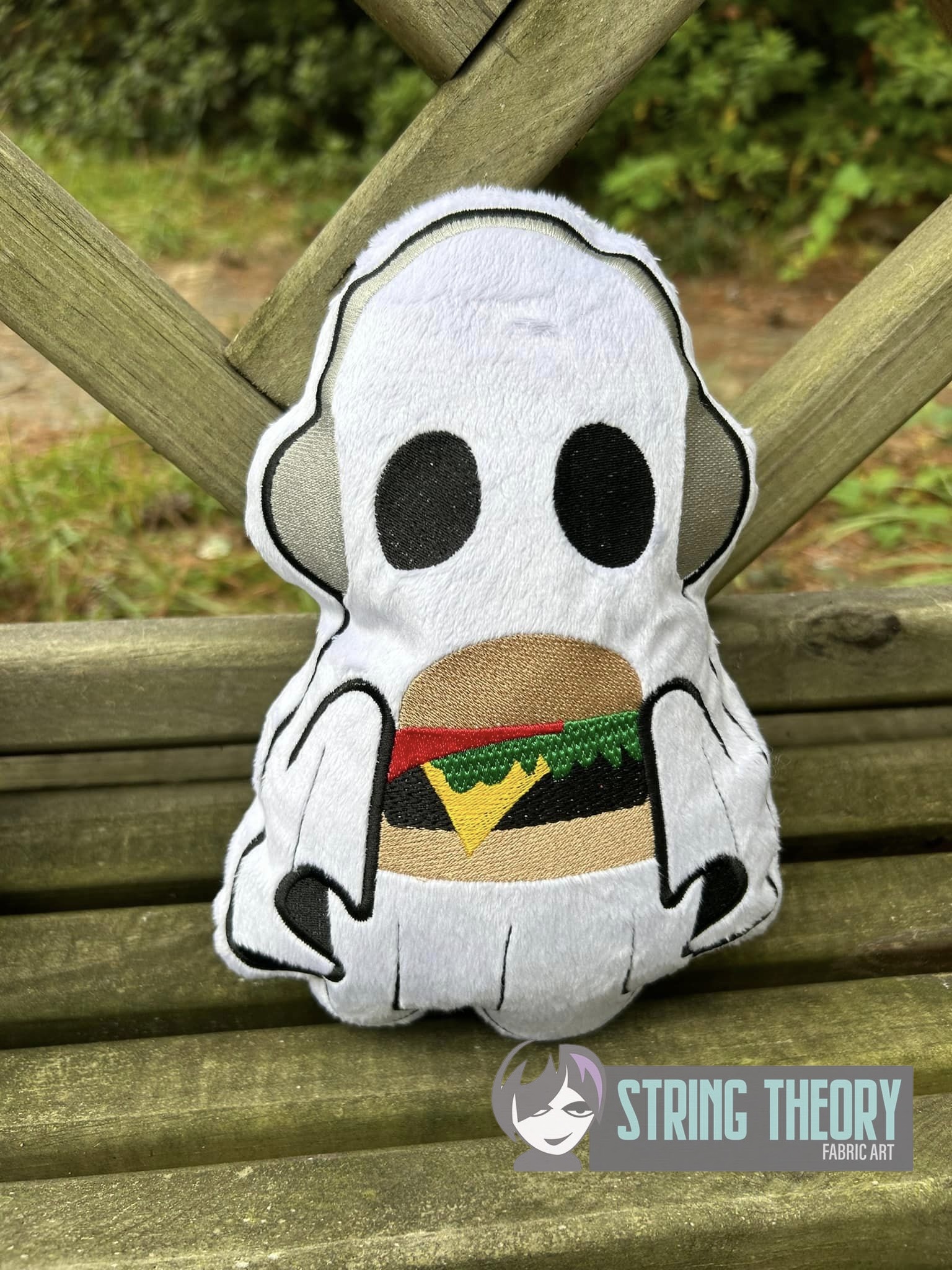 Hungry Ghost ITH stuffie machine embroidery design