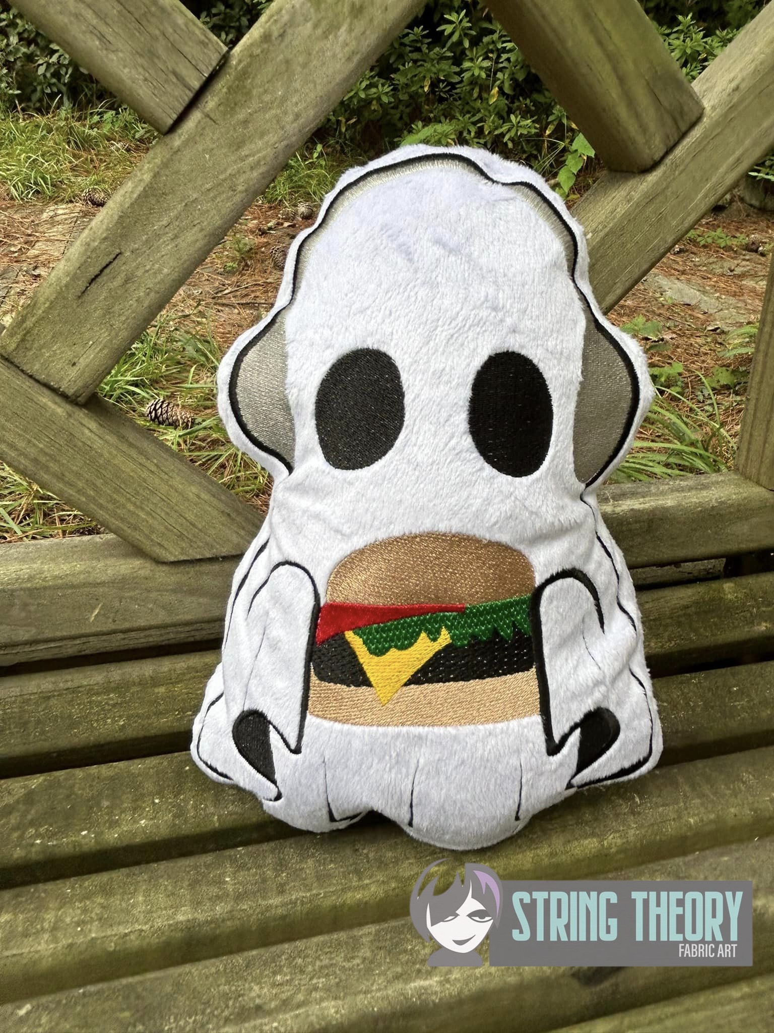 Hungry Ghost ITH stuffie machine embroidery design