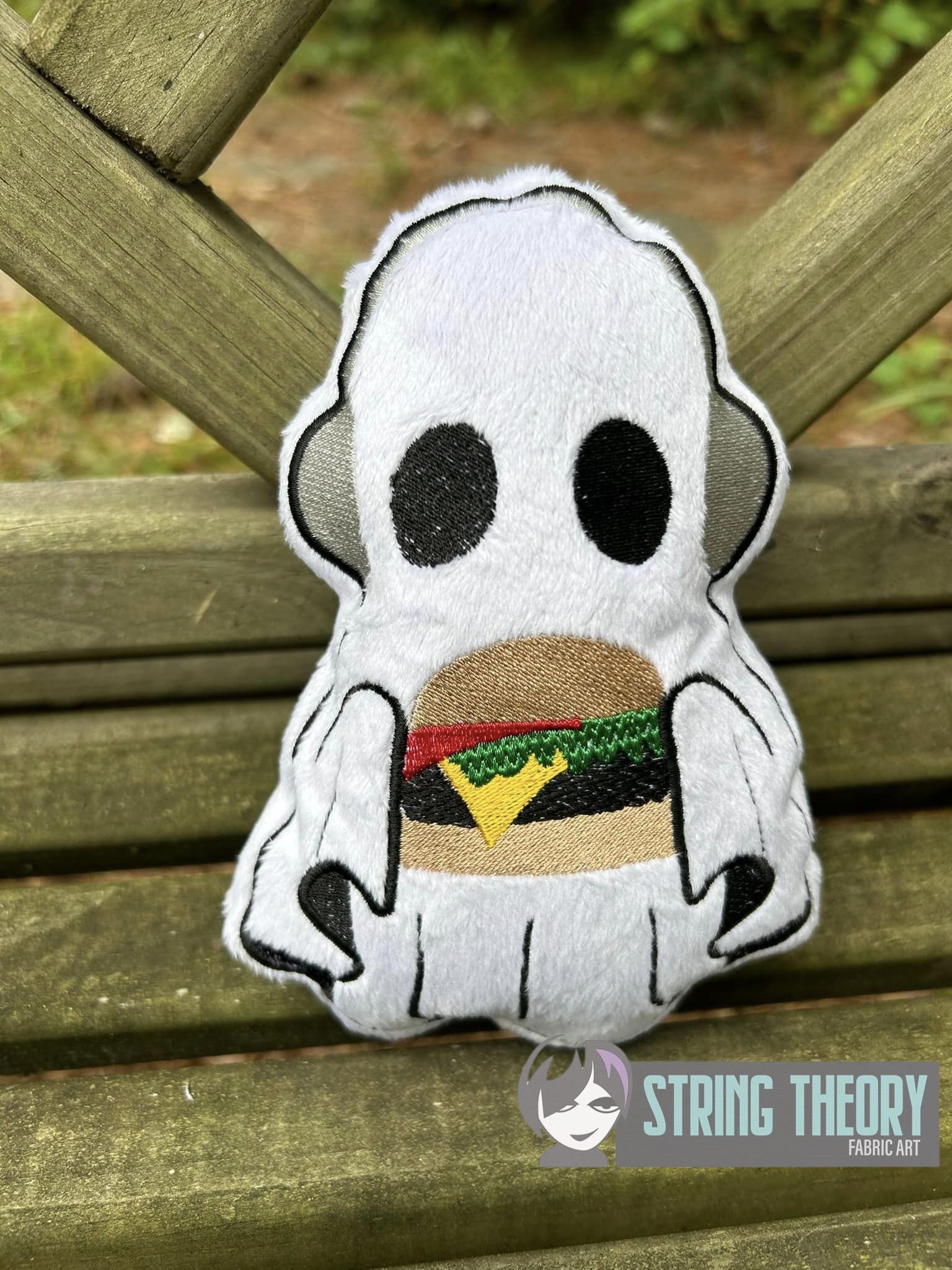 Hungry Ghost ITH stuffie machine embroidery design