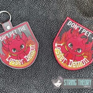 Dont pet the Lesser demon ITH fob patch machine embroidery design
