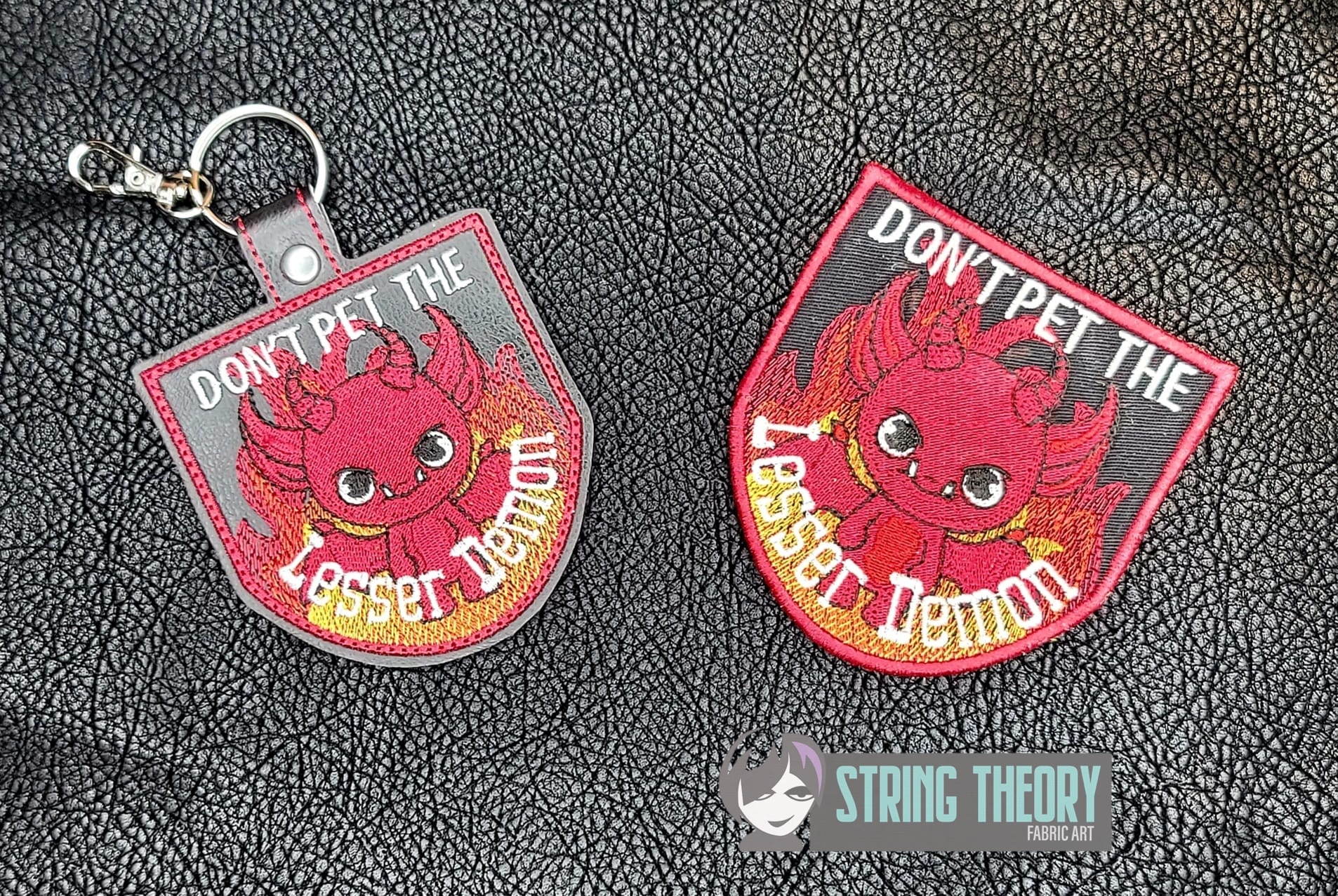 Dont pet the Lesser demon ITH fob patch machine embroidery design