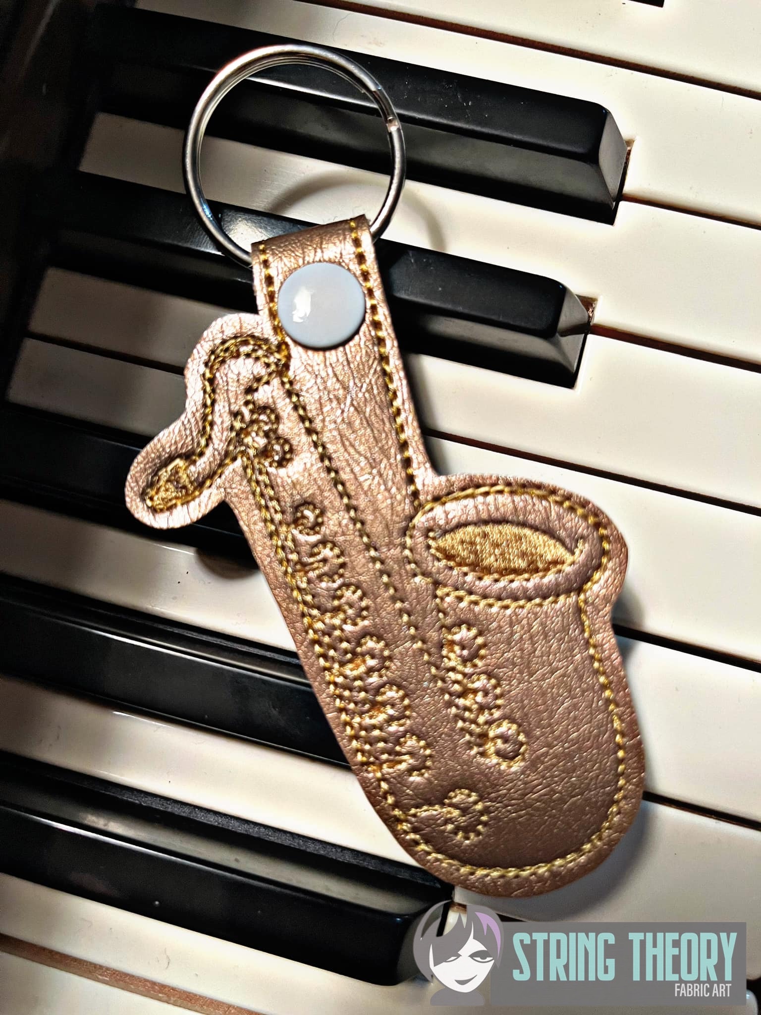 Saxophone ITH fob machine embroidery design