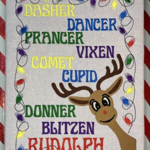 Santas Reindeer machine embroidery design