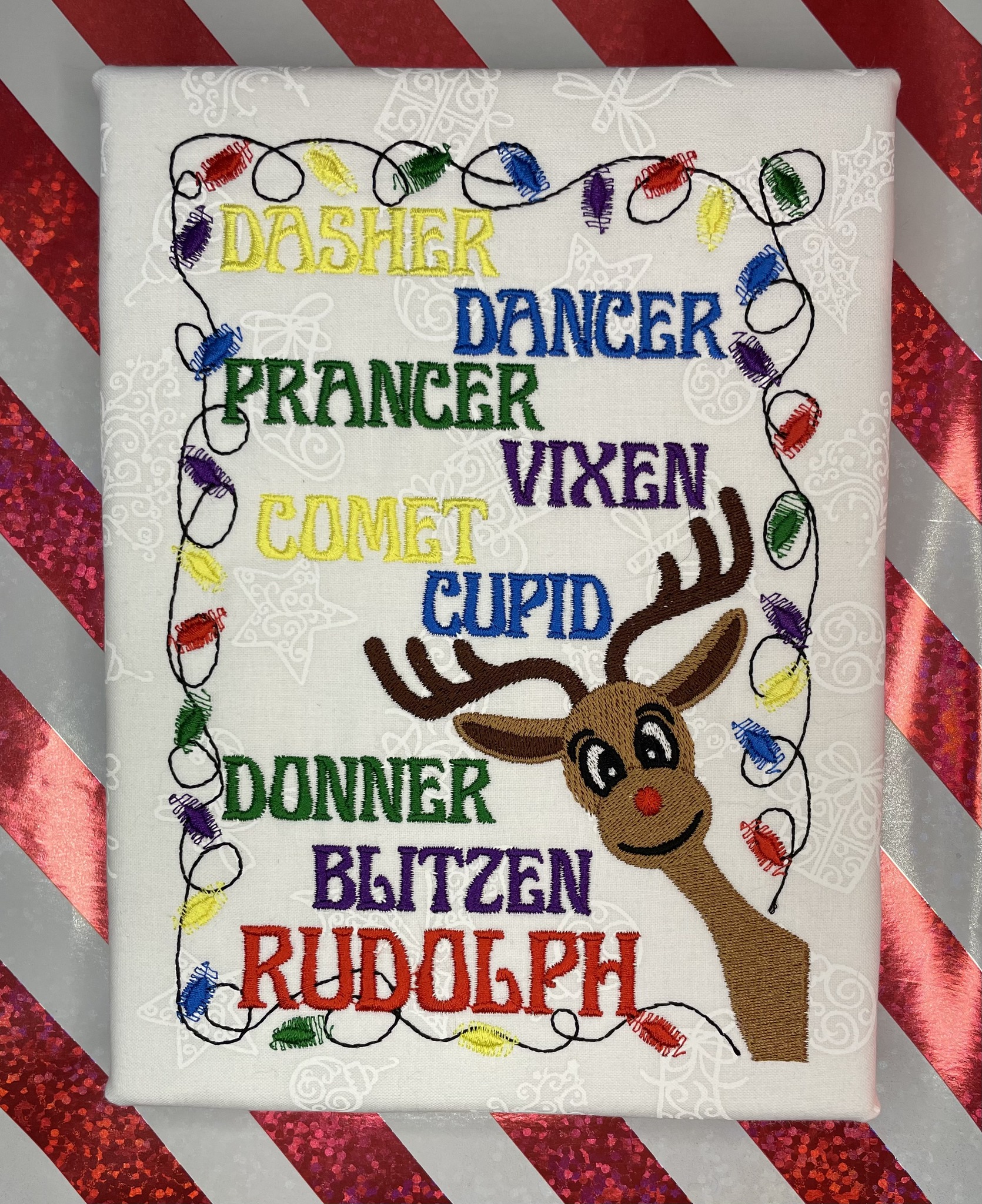 Santas Reindeer machine embroidery design